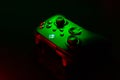 January 9, 2023, Odessa, Ukraine. A black Xbox Wireless Controller highlighted in green and red. Compatible Xbox Series X S, Xbox