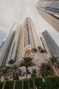 January 02, 2019 . Panoramic view with modern skyscrapers and water pier of Dubai Marina , United Arab Emirates Royalty Free Stock Photo