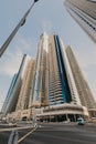 January 02, 2019 . Panoramic view with modern skyscrapers and water pier of Dubai Marina , United Arab Emirates Royalty Free Stock Photo