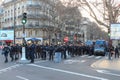 18 January 2020, Paris, France - French riot police squad at the yellow vests protests at Bastille square