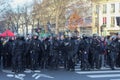 18 January 2020, Paris, France - French riot police squad at the yellow vests protests at Bastille square.