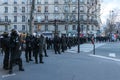 18 January 2020, Paris, France - French riot police squad at the yellow vests protests.