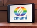 January 2020 Parma, Italy: Emami company logo icon on tablet screen close-up. Emami brand