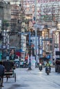 January, 2022, Raipur, chhattisgarh, A view of Raipur city Road people crossing in morning , Lots of electric cable wire above the