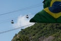 Sugar loaf cable car and brazilian flag