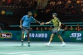 R. Bopanna and M. Ebden playing the semi final at ABN AMRO Open 2023 tennis player at Rotterdam Ahoy arena