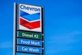 Chevron logo at one of the company`s gas stations