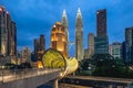 Saloma Link, Pintasan Saloma, a 69 meters combined pedestrian and bicyclist bridge across the Klang River in Royalty Free Stock Photo