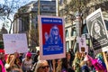 January 19, 2019 San Francisco / CA / USA - Participants to the Women`s March event hold signs with various political messages