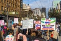 January 19, 2019 San Francisco / CA / USA - Participants to the Women`s March event hold signs with various messages