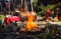 Fire burning at a shaman ceremony