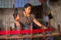 Mayan woman preparing yarn