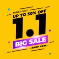 1.1 January Shopping Day Sale Banner Promotion With 50% Discount