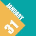 january 31st. Day 31of month,illustration of date inscription on orange and blue background winter month, day of the