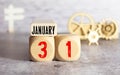 January 31st, 31 January, Thirty First of January, calendar month - date or anniversary or birthday