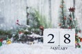 January 28th Calendar Blocks with Christmas Decorations