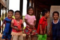 January 5th 2017, Closeup of a group of Cambodian children in the floating village of Kampong Khleang