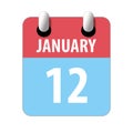 january 12th. Day 12 of month,Simple calendar icon on white background. Planning. Time management. Set of calendar icons for web