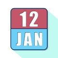 january 12th. Day 12 of month,Simple calendar icon on white background. Planning. Time management. Set of calendar icons for web