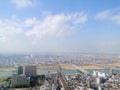 2017 January 28. TOKYO JAPAN. High angle view of Tokyo and Chiba city which separate by Edokawa river