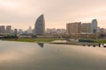 January twilight over modern Baku