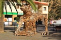 January 30 2020 - VALLEHERMOSO, La Gomera, Canary islands in Spain: wooden bull artworkm in the colorful old village Royalty Free Stock Photo