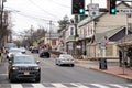 Cars drive along W. Bridge Street, New Hope, Pennsylvania Royalty Free Stock Photo