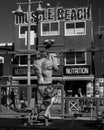 JANUARY 19, 2019 - VENICE BEACH, LA, CA, USA - Weight Lifter contemplates weights at Muscle Beach, Venice, Los Angeles, CA