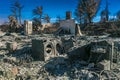 JANUARY 2018, VENTURA CALIFORNIA - Destroyed home and washer/drier from 2018 Thomas Fire off. Smoldering, minivan Royalty Free Stock Photo