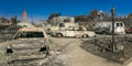 JANUARY 2018, VENTURA CALIFORNIA - Destroyed homesand cars from 2018 Thomas Fire off Foothill Road. Ventura, thomas