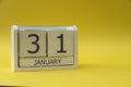January 31 written on wooden blocks. Royalty Free Stock Photo