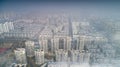 Overlooking the advection fog landscape over Langxi County, Anhui Province Royalty Free Stock Photo