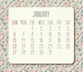 January year 2019 monthly calendar