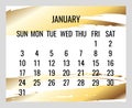 January year 2021 monthly golden calendar