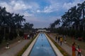 01 Janurary Ã¢â¬Å½2019, Pinjore Gardens, Chandigarh, India. A park with fountain having beautiful blue sky filled with people of Royalty Free Stock Photo