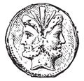Janus, vintage engraving
