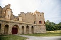 Januv hrad, South Moravia, Czech Republic, 04 July 2021: John`s Castle or Janohrad ancient artificial ruins above river,