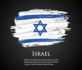 vector template Illustration Israel flag country white blue brush paint watercolor