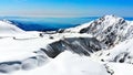 The japan alps  or the snow mountains  of Tateyama Kurobe alpine  in sunshine day with  blue sky background is one of the Royalty Free Stock Photo