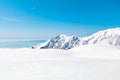 The japan alps  or the snow mountains wall  of Tateyama Kurobe alpine  in sunshine day with  blue sky background is one of the Royalty Free Stock Photo