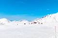 The japan alps  or the snow mountains wall  of Tateyama Kurobe alpine  in sunshine day with  blue sky background is one of the Royalty Free Stock Photo