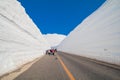 The japan alps or the snow mountains wall of Tateyama Kurobe alpine in sunshine day with blue sky background is one of the Royalty Free Stock Photo