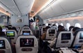 TOKYO, JAPAN - FEBRUARY 6, 2019: Japan ANA Airlines and Boeing 787 Dreamliner interior Royalty Free Stock Photo