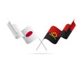Japan and Angola flags. Vector illustration.