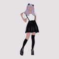 Japan anime cosplay, girl cosplay with purple hair