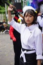 Japan anime cosplay, portrait of cosplayer in natural background