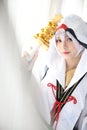 Japan anime cosplay in white tone room