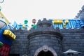 Japan - April 03, 2023: Koopa\'s Castle with question mark block, warp pipe and piranha plant in Universal Studios Japan