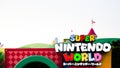Japan - April 03, 2023: Super Nintendo World of Mario Bros theme park design landmark from popular game in Universal Studio Japan