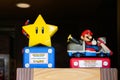 Japan - April 03, 2023: Super Star and Mario Kart popcorn bucket light up in the dark included caramel peach and mushroom cream